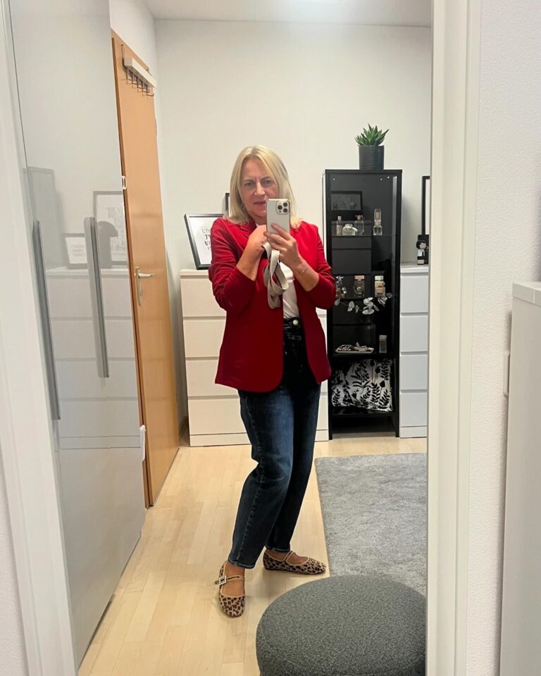 Casual Chic with a Pop of Red