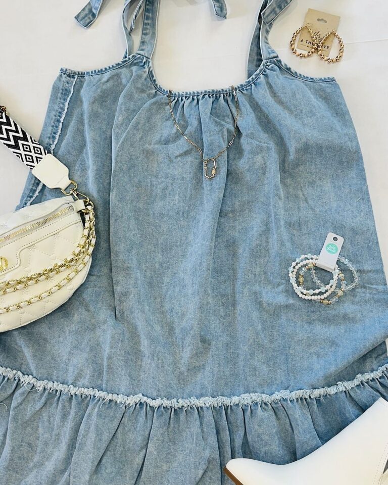 Denim Dress and White Accessories for Concerts