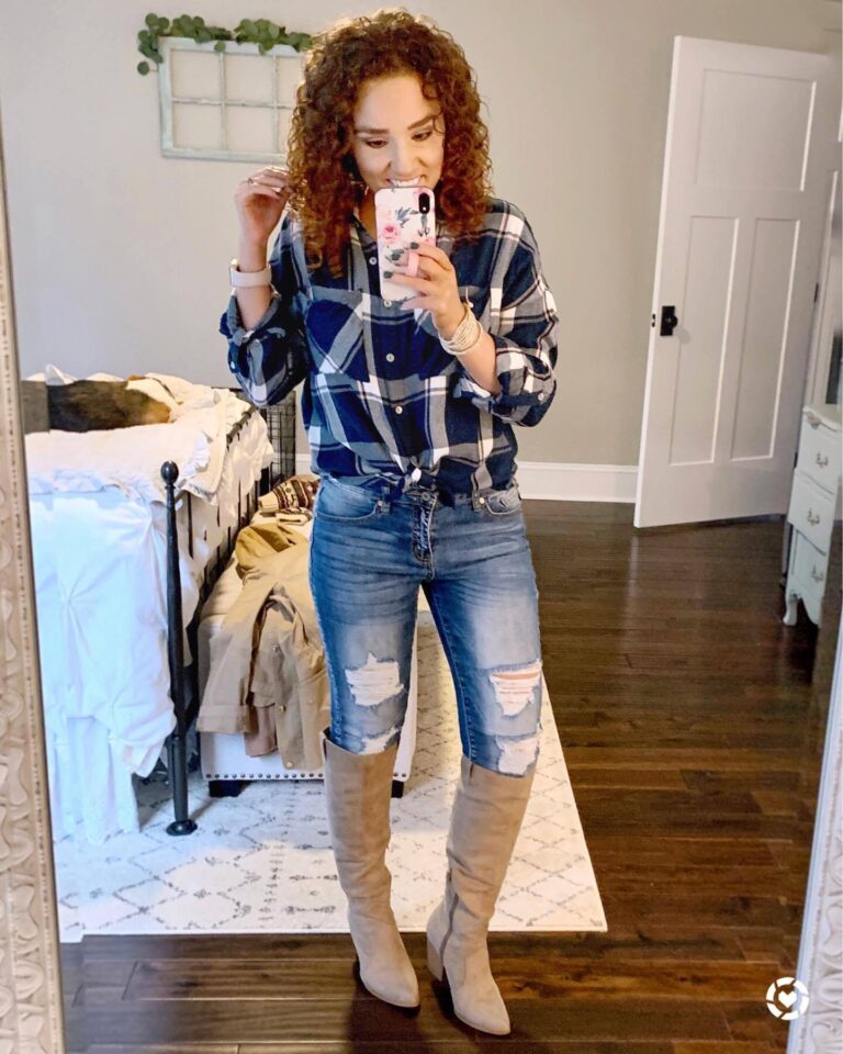 Plaid and Denim Country Concert Style