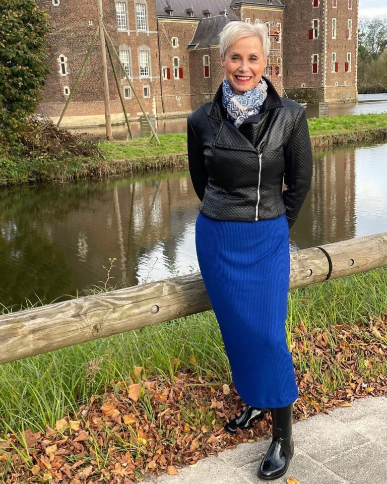 Blue Dress and Bomber Jacket