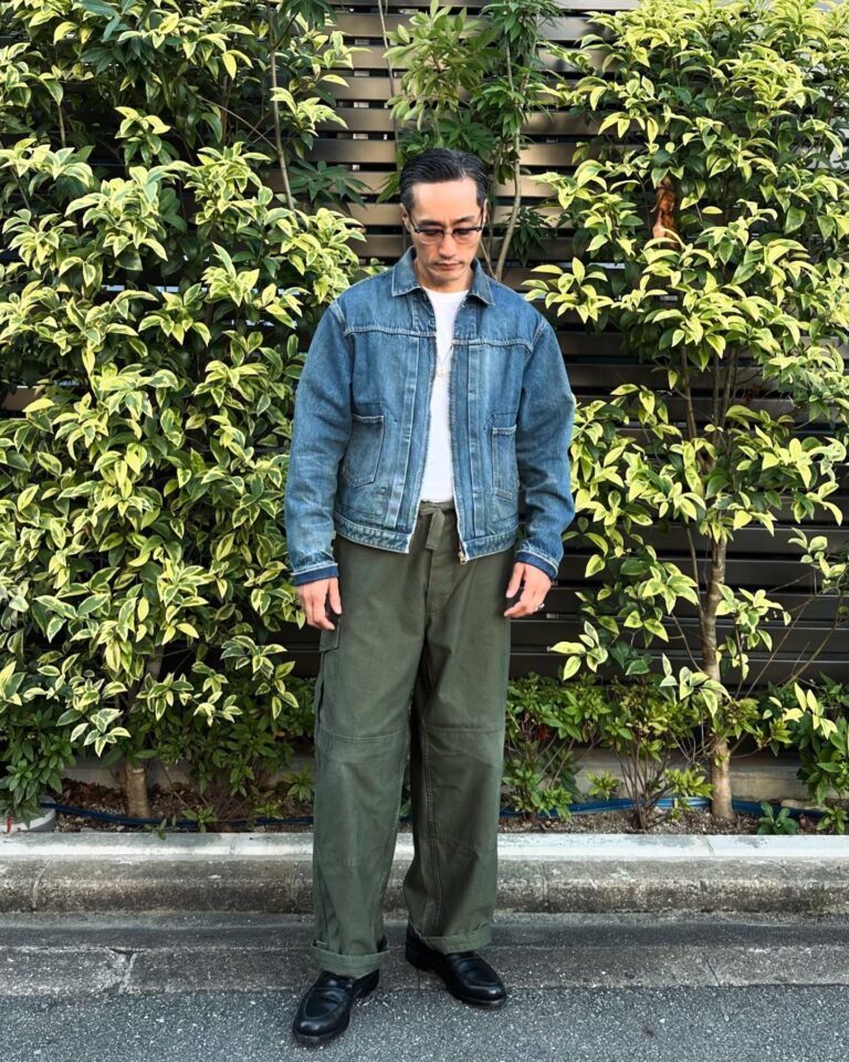 Denim Jacket and Military Pants