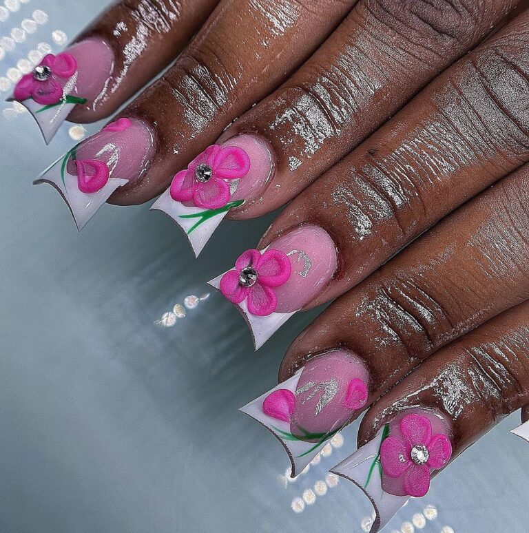 Duck Nails with Flowers