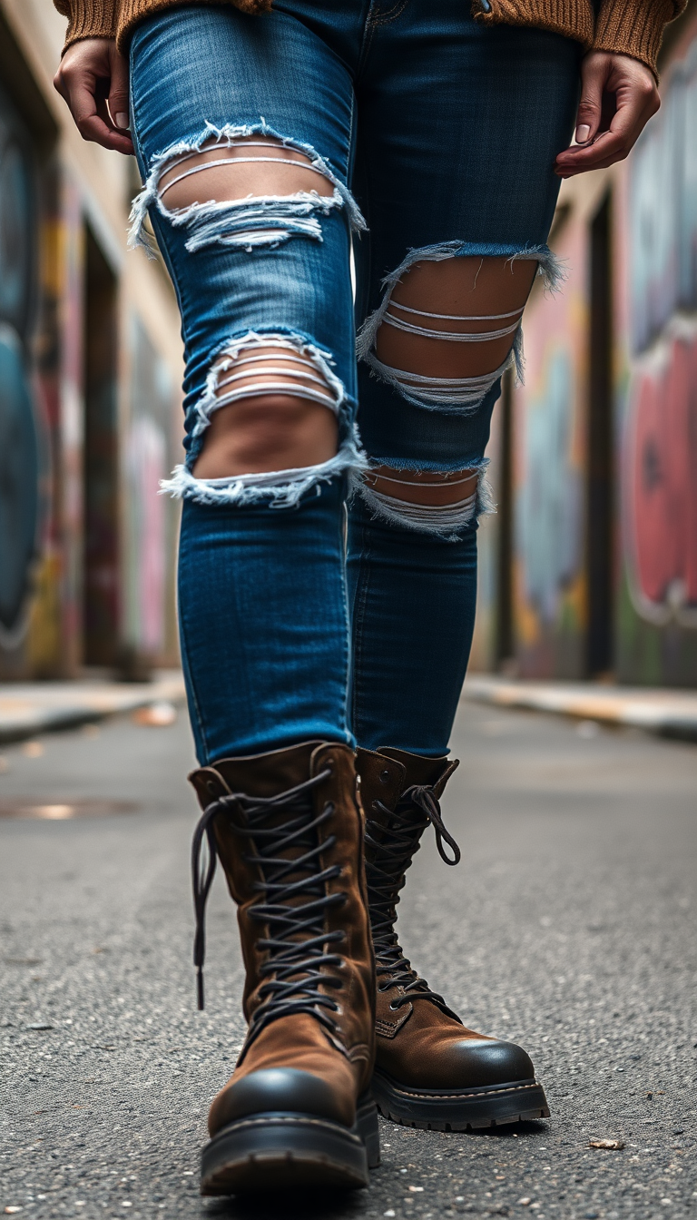 Ripped Jeans and Boots