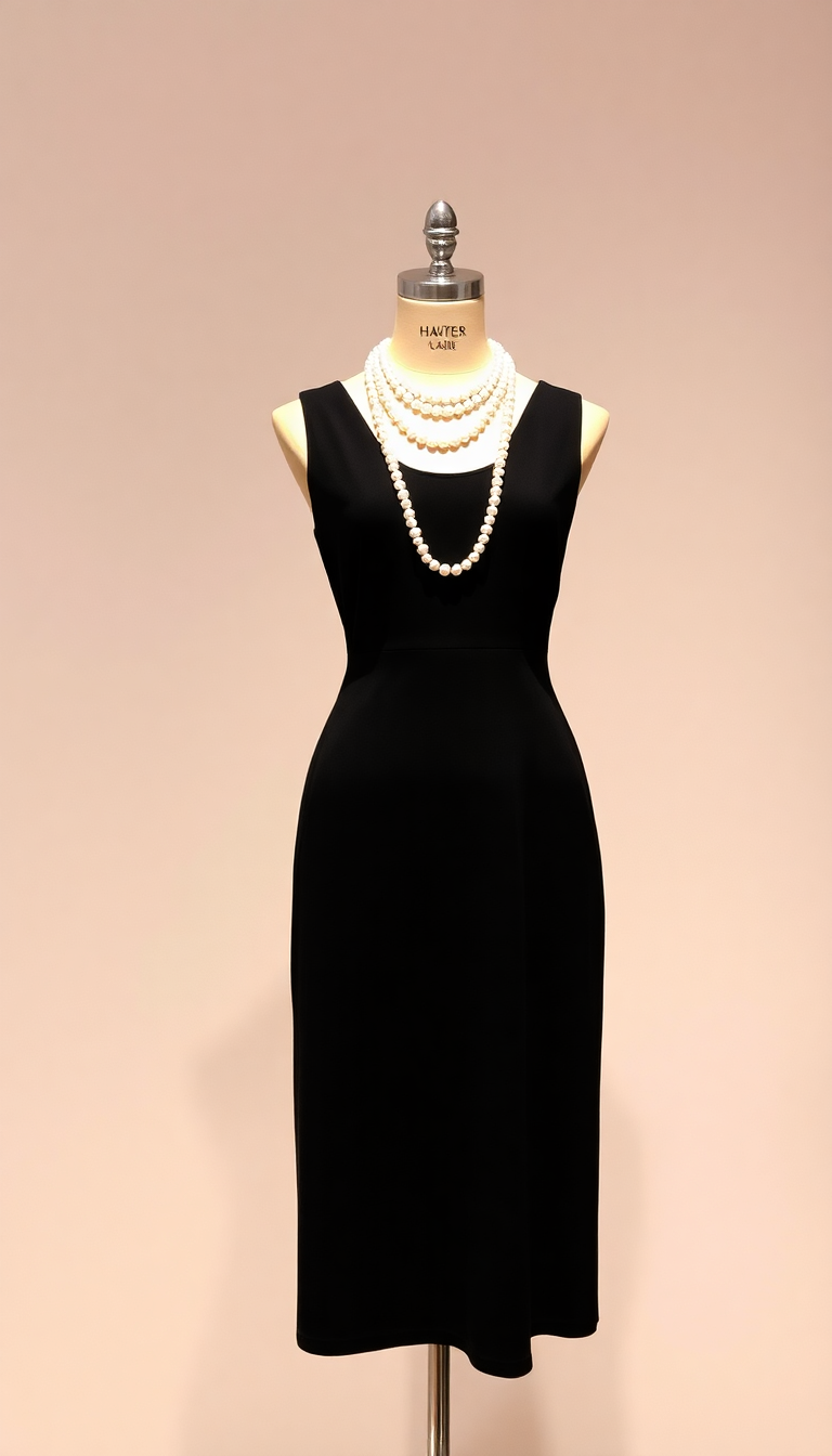 Black Dress with Pearls