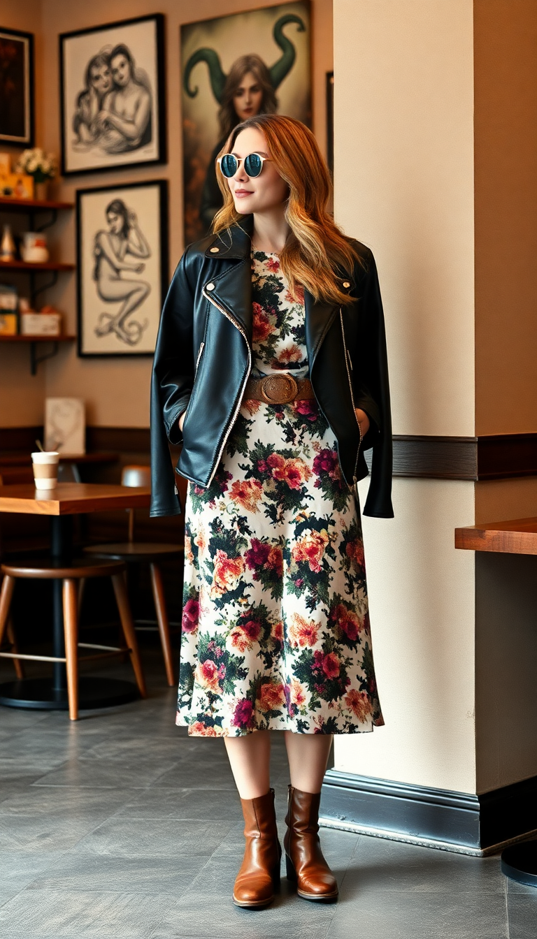 Floral and Leather Style