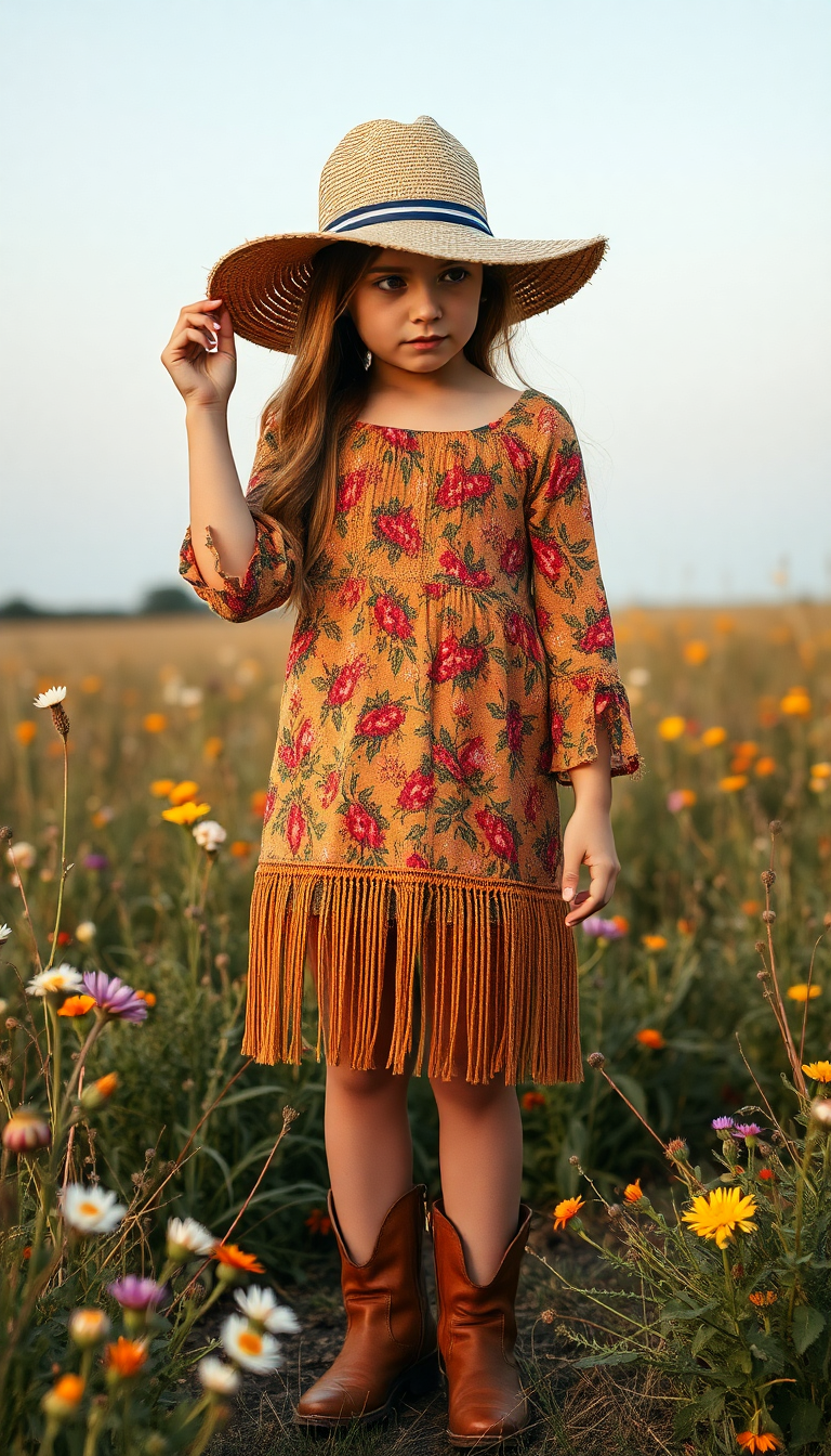 Floral Dress and Straw Hat