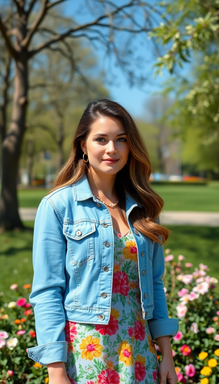 Floral Dress with Denim Jacket