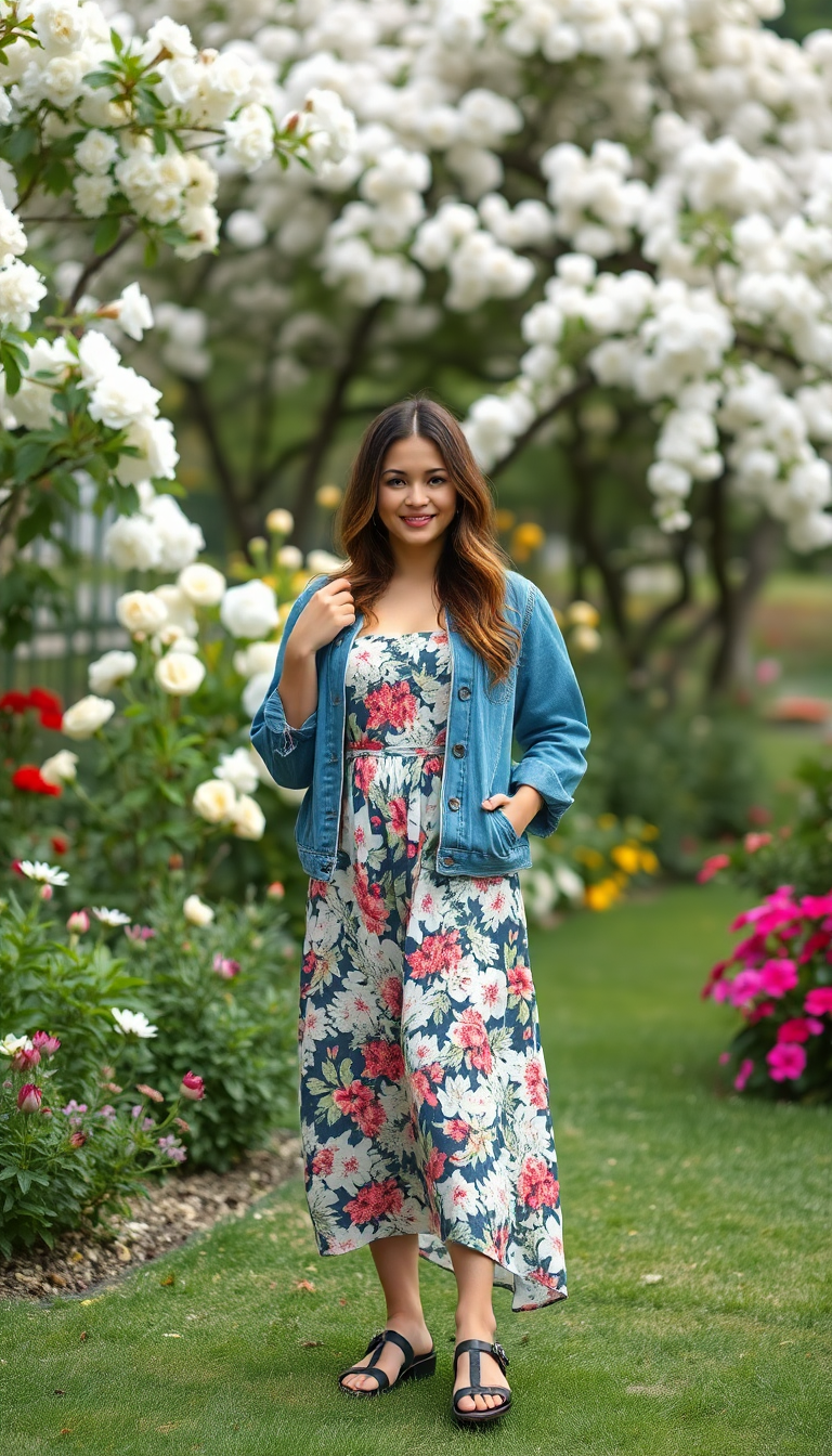 Floral Dress with Denim