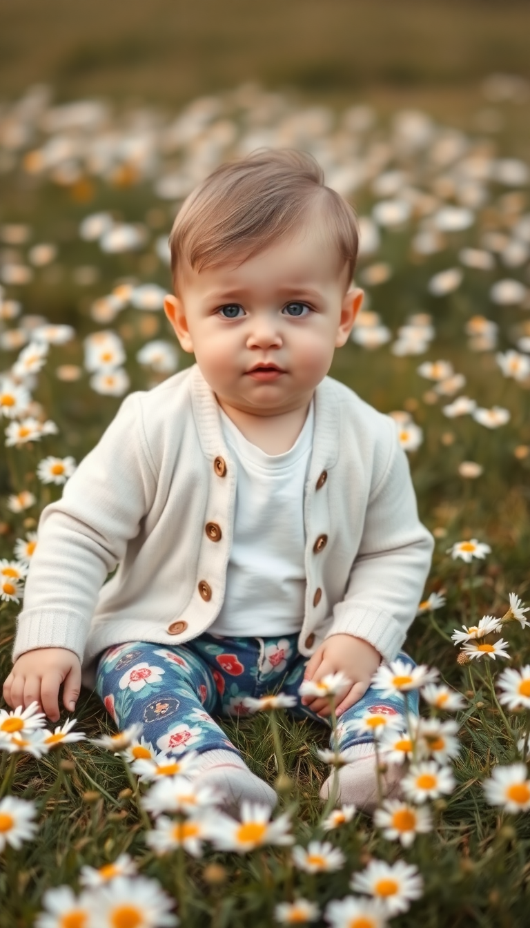 Baby in Field of Daisies