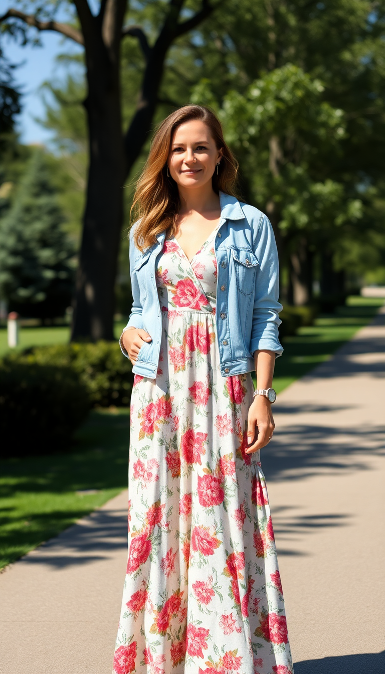 Floral Dress and Denim Jacket