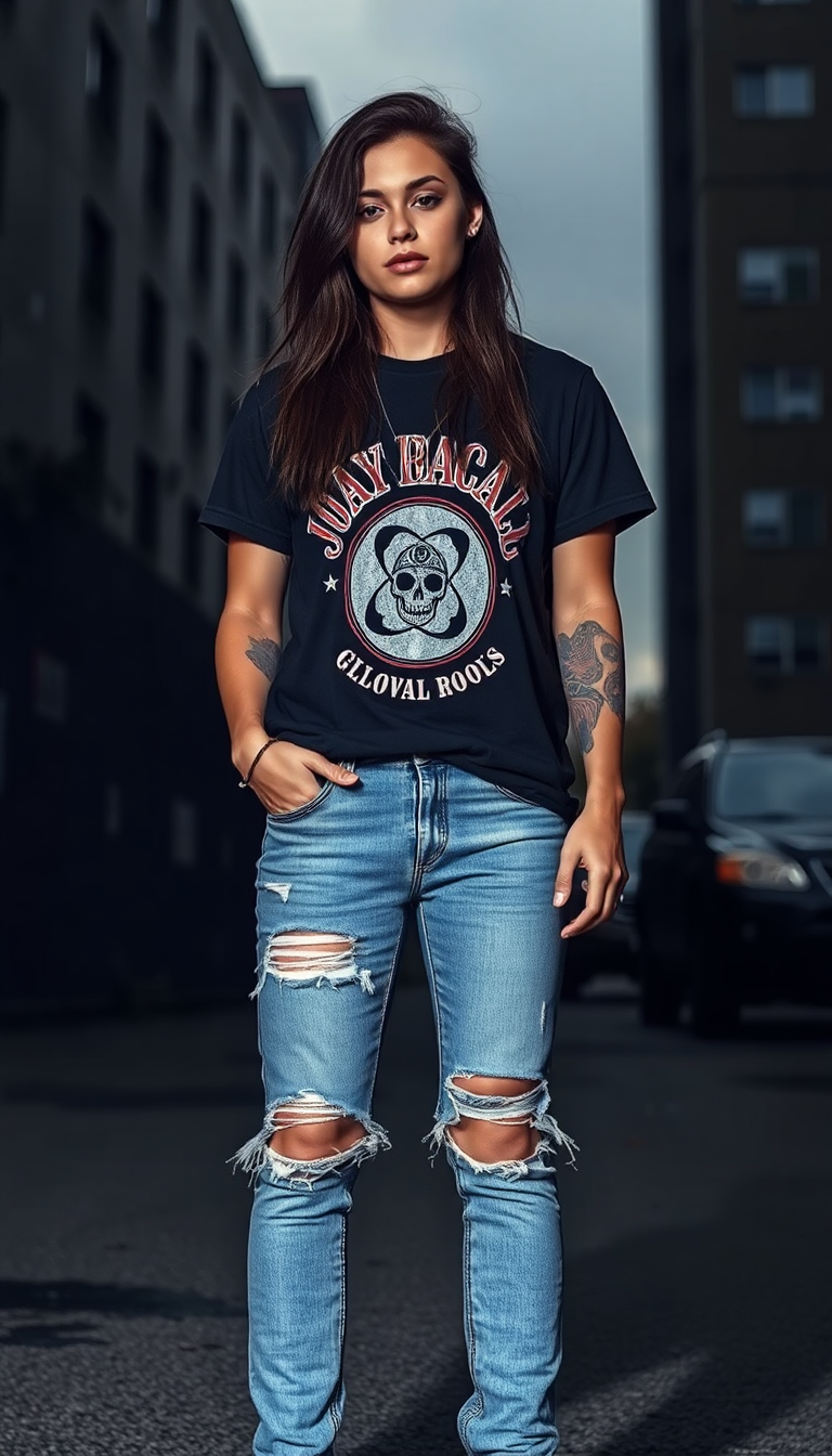 Graphic Tee and Ripped Jeans