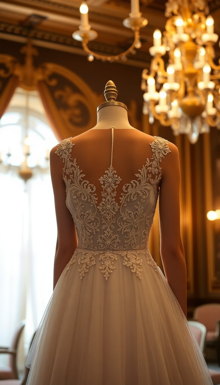 Lace Back Wedding Dress