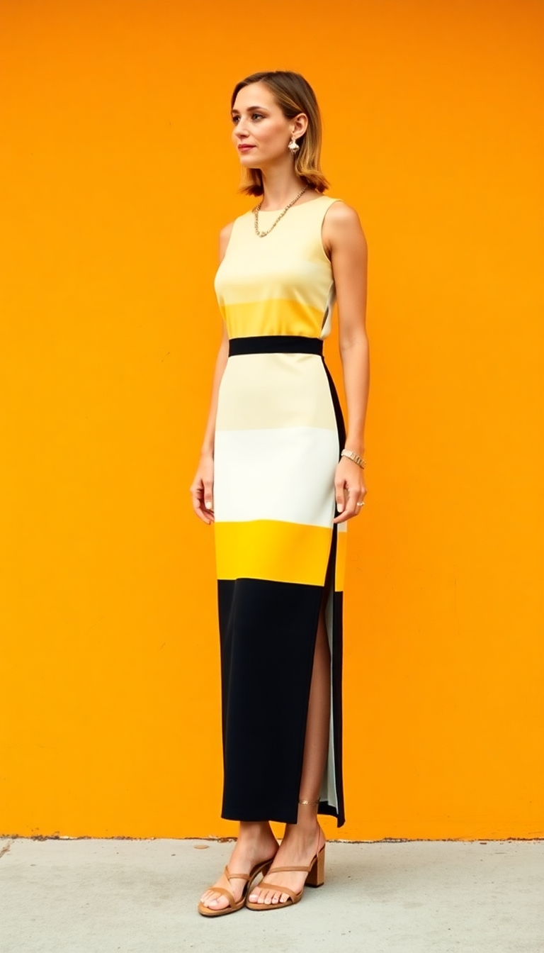 Long Color Block Dress