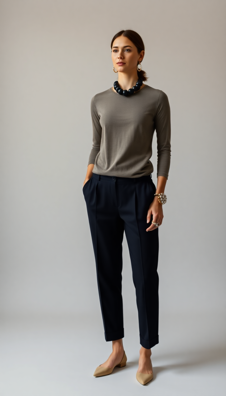 Neutral Top and Tailored Pants