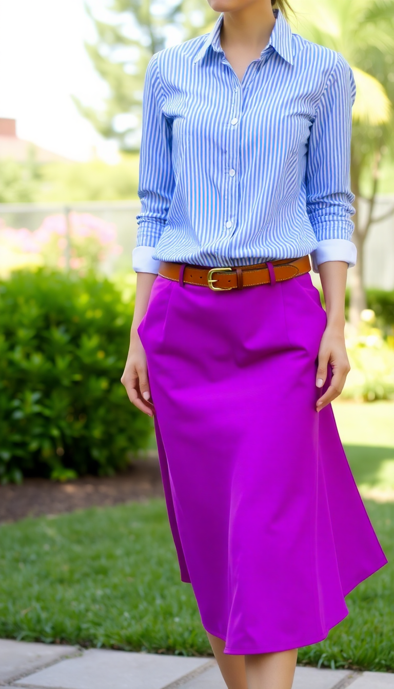 Striped Shirt with Pink Skirt